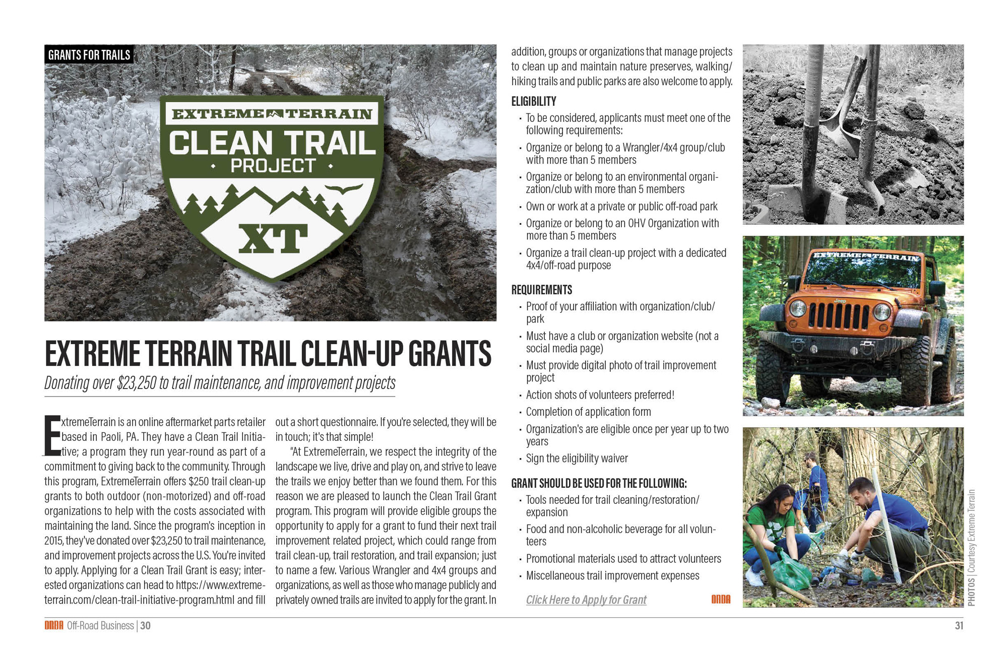 Extreme Terrain Trail Clean-up Grants